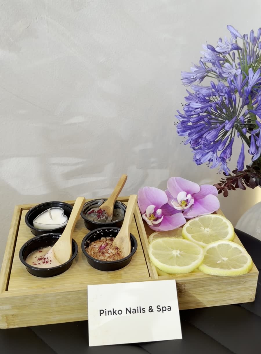Pedicure spa tray with orchids and lemon